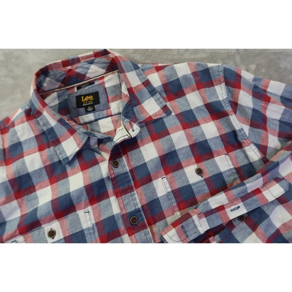 Lee Regular Fit Stretch Button Front Shirt Men's Size XL Campfire Camping Hiking